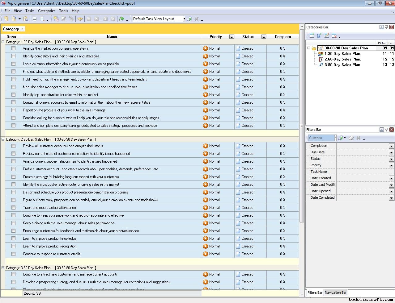 30 60 90 Day Sales Plan Checklist To Do List Organizer Checklist 