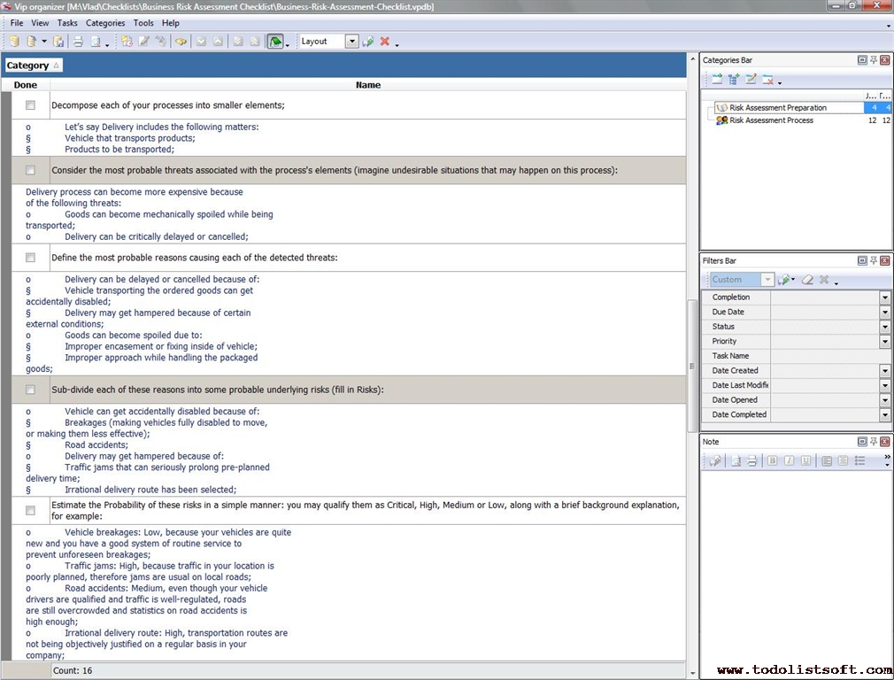  Business Risk Assessment Checklist To Do List Organizer Checklist 