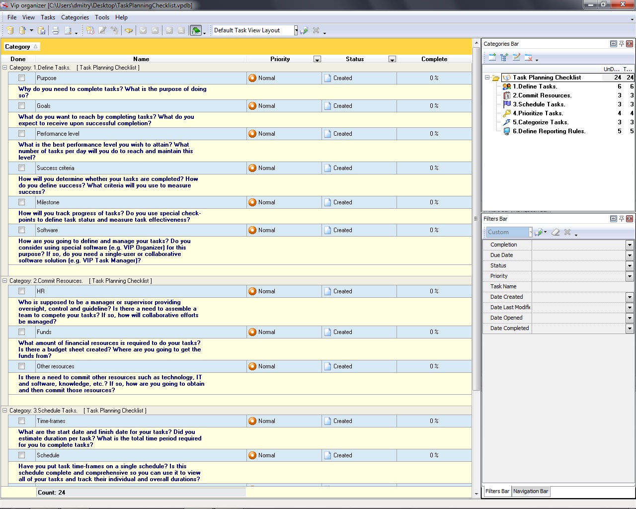 task checklist template